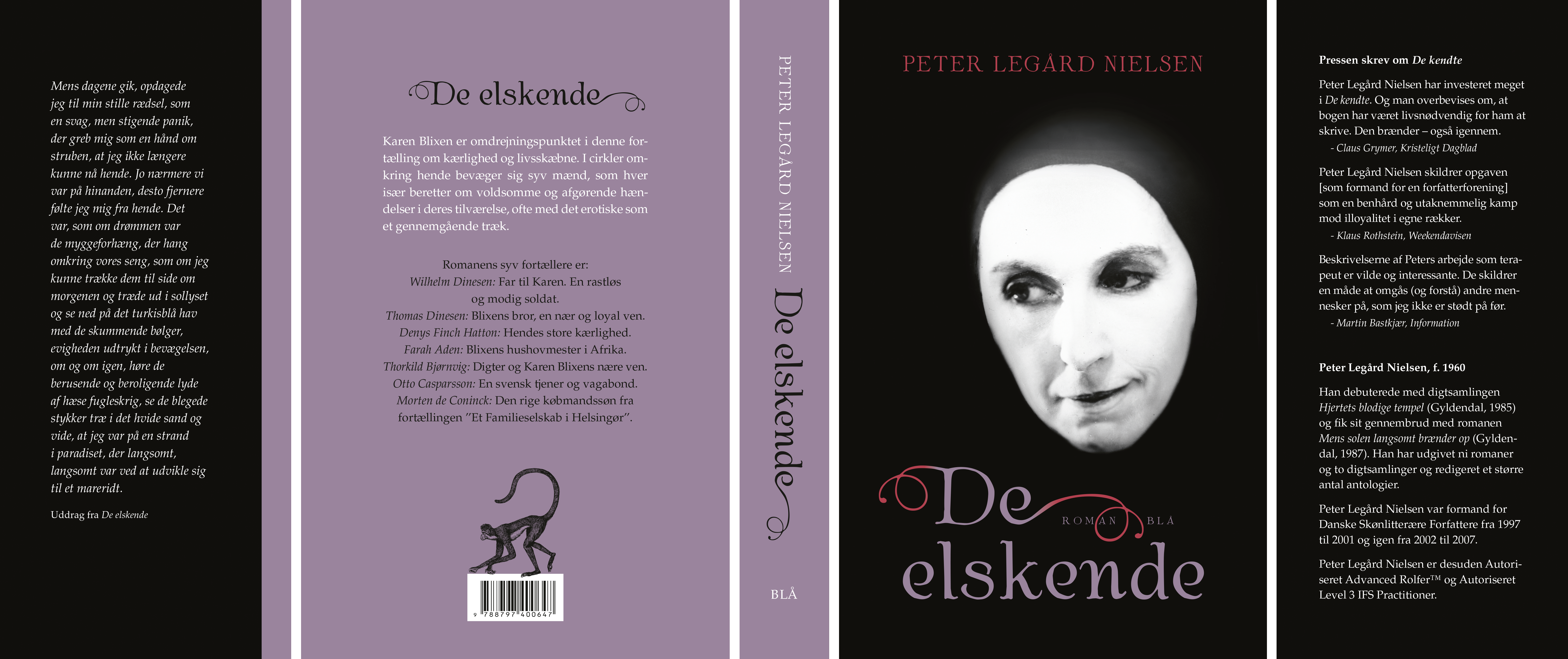 Full dust jacket design for De elskende